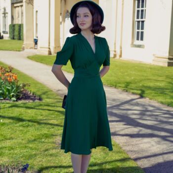 Ruby Dress In French Navy Vintage 1940s Style, 2 of 2