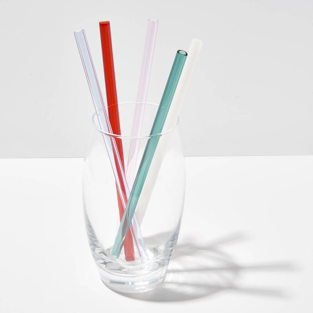 Set Of Two Reusable Glass Straws By Sucka