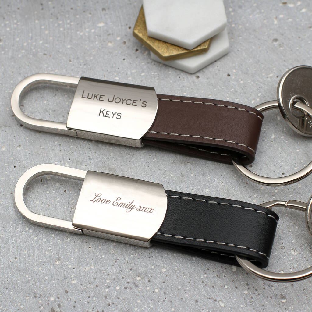 Image of Personalised Leather Message Keyring