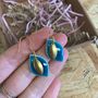 Ceramic Turquoise Leaf Dangle Earring Gold Plated, thumbnail 1 of 4