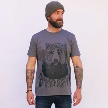 Bearded Bear Men's Organic T Shirt, 3 of 6