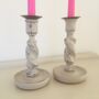 Pair Of Antique Hand Painted Candlesticks ~ Eleven, thumbnail 2 of 4