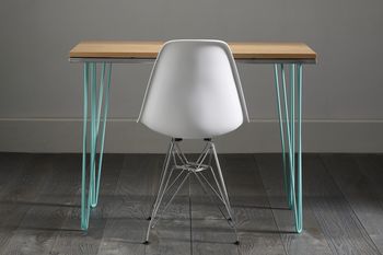 Oak Work Desk With Modern Turquoise Inlay, 5 of 6