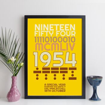 Personalised 70th Birthday 1954 Print With Message Gift, 3 of 10