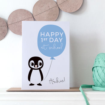 Personalised First Day At School Card Penguin, 3 of 4