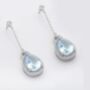 Long Blue Topaz Pear Drop Sterling Silver Earrings, thumbnail 2 of 3