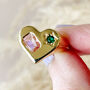 Gold Heart And Glass Stone Signet Ring, thumbnail 2 of 8
