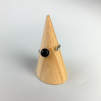 Sterling Silver Black Or Grey Stone Adjustable Ring, 3 of 5
