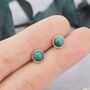 Sterling Silver Natural Malachite Stone Stud Earrings, thumbnail 3 of 10