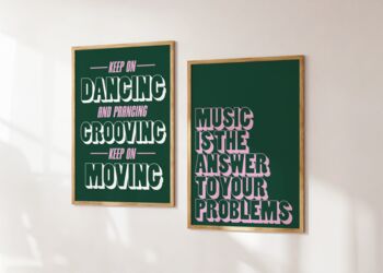 Music Is The Answer Print Bundle | Music Poster | Wall Art | A5 A4 A3 | Bold | Typographic | Lyrics | Quote | Print | House Music, 5 of 6