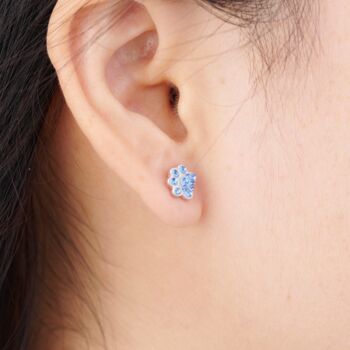 Blue Cz Stone Paw Print Stud Earrings, 2 of 7