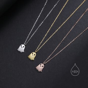 Cute Little Ghost Pendant Necklace In Sterling Silver, 5 of 11