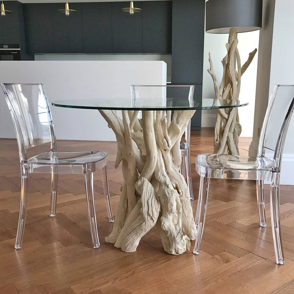 Original Small Natural Driftwood Round Dining Table 