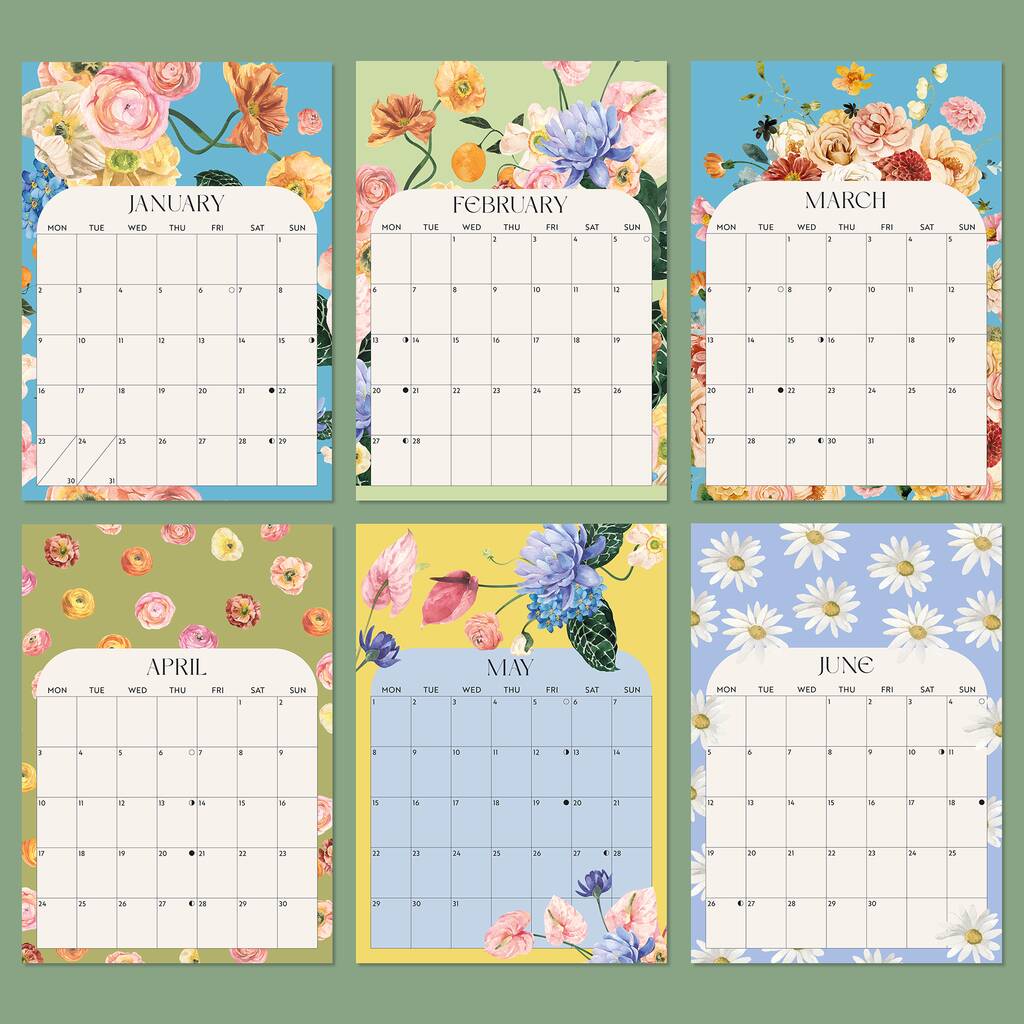 2023 Floral Nostalgia Wall Calendar | A4 Calendar By Once Upon a Tuesday