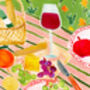 Wine And Cheese Summer Picnic Art Print Poster, thumbnail 4 of 6
