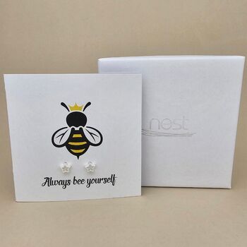 Boxed 'Bee Yourself' Star Stud Earrings Card, 2 of 3
