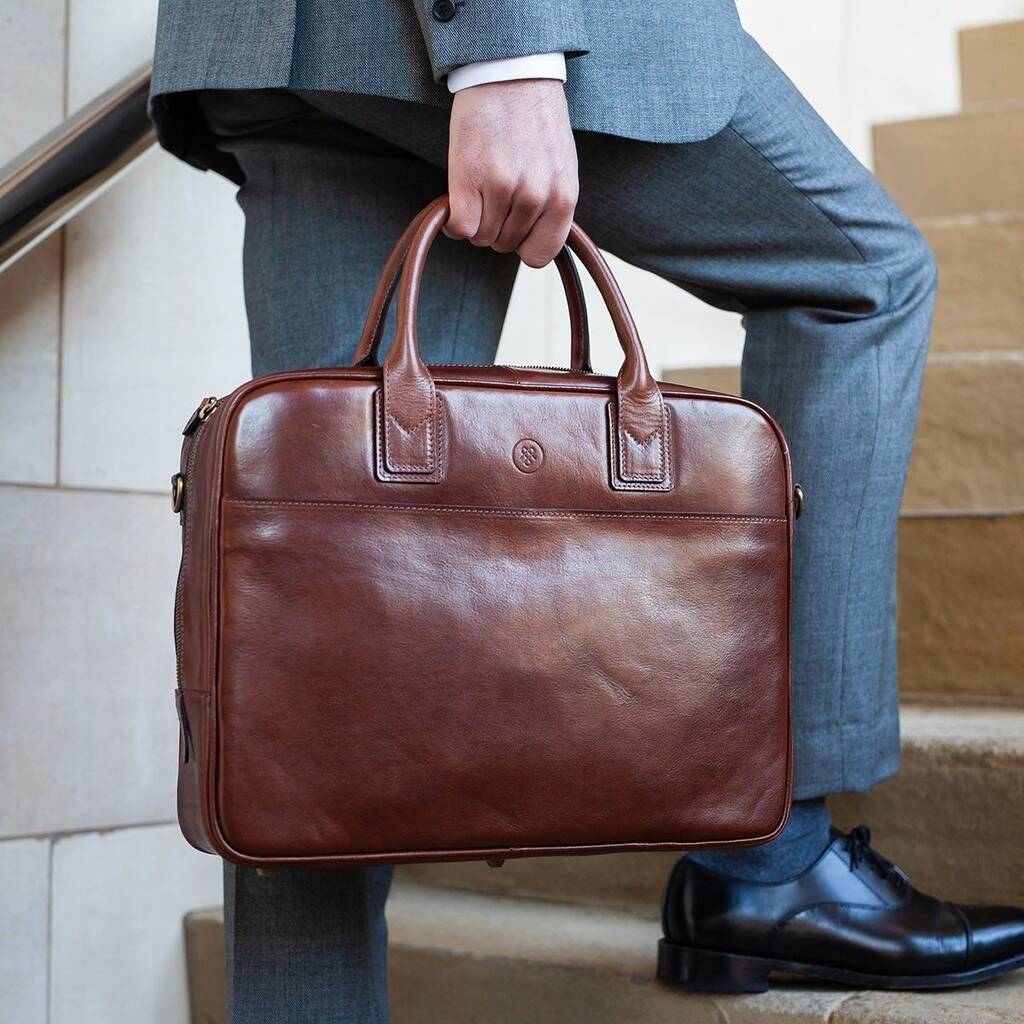 Personalised Leather Briefcase Bag For Men 'Calvino', 1 of 12
