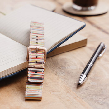 'Stripe' Leather Smartwatch Strap; Handmade Watch Band, 6 of 9
