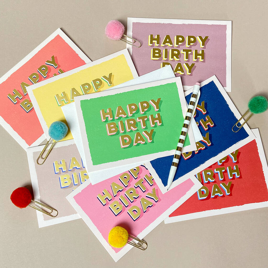 Eight Colour Block 3D Happy Birthday Card Box Set, 1 of 10