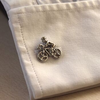 Bicycle Cufflinks Silver Bike Cufflinks For Cyclists Gift For Him, 6 of 6