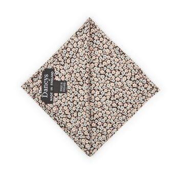 Mens Black And Soft Pink Ditzy Floral Pocket Square, 6 of 7