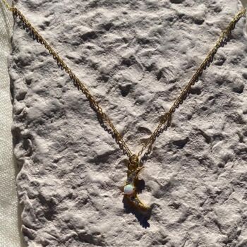 Crescent New Moon Opal Sterling Silver Necklace, 3 of 5