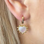 Mother Of Pearl Heart Huggie Hoop Earrings, thumbnail 1 of 5