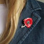 Poppy Silver Tone Red Flower Brooch, thumbnail 3 of 6