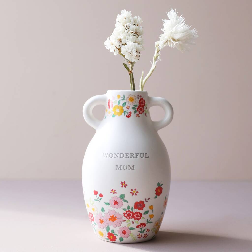 Ceramic Wonderful Mum Floral Vase, 1 of 5
