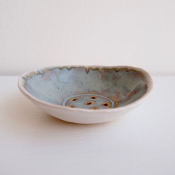 Handmade Blue Brown Ceramic Soap Dish, 3 of 12