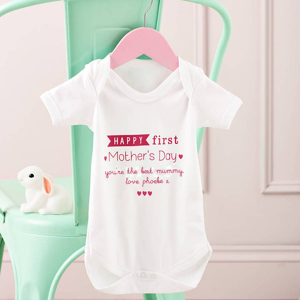 'happy first mother's day' personalised babygrow by the little ...