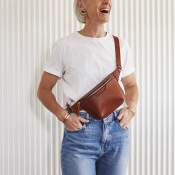 Personalised Luxury Leather Sling Bum Bag With Optional Hot Stamped Initials Or Name, 10 of 12