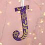 Purple Floral Initial Christmas Decoration, thumbnail 3 of 4