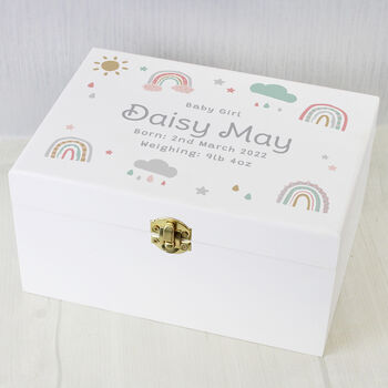 Personalised Rainbow Wooden Keepsake Box, 7 of 8