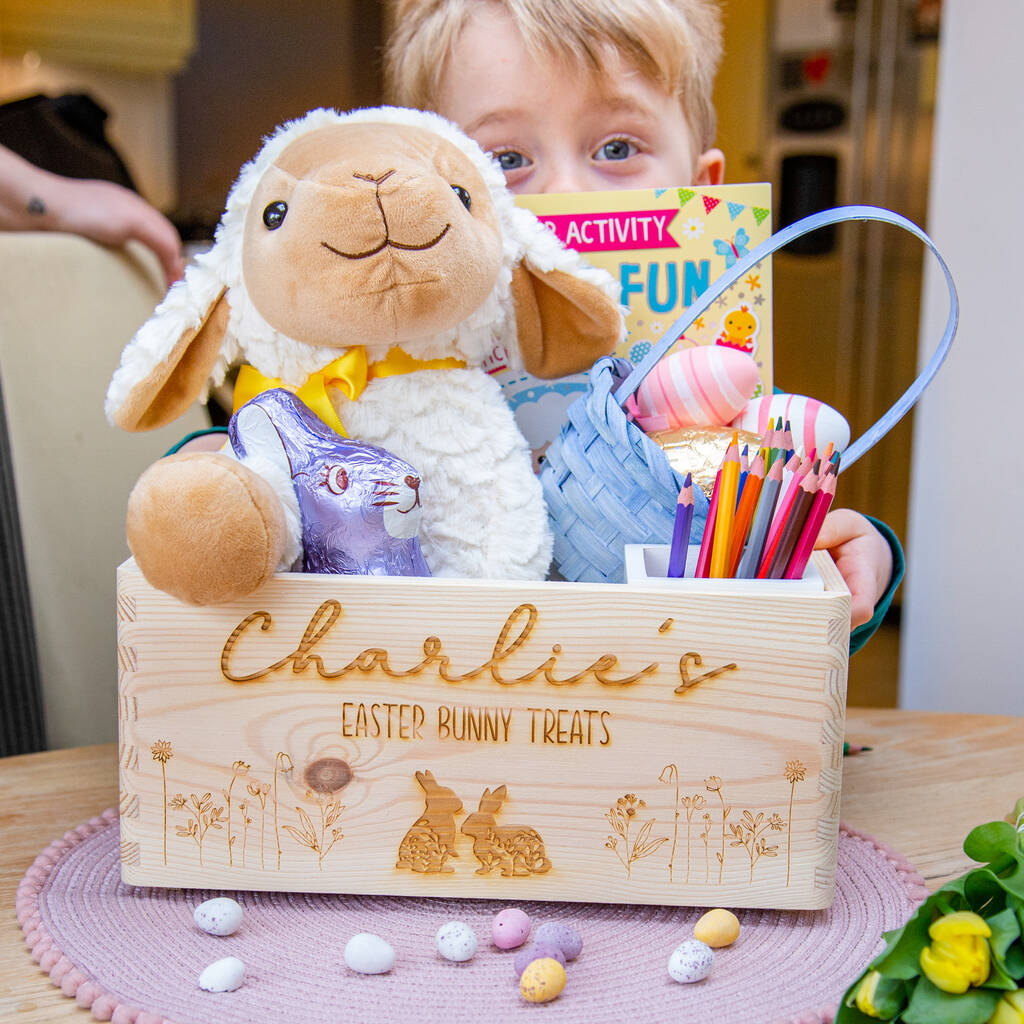 Personalised Easter Treats Wooden Crate By Duncan Stewart