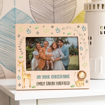 Personalised Jungle Animals Pastel Photo Frame New Baby Gift, 5 of 7