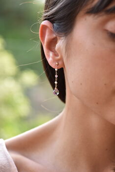 Tourmaline Pearl Pink Amethyst Drop Earrings, 5 of 9