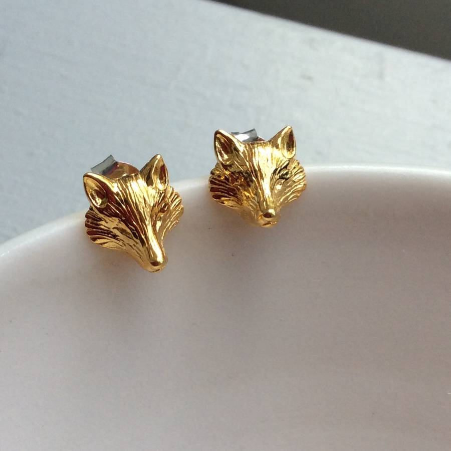 gold fox earrings by lime tree design | notonthehighstreet.com