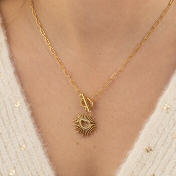 Sunburst Heart T Bar Necklace, 6 of 6