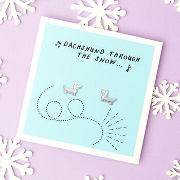 Sterling Silver Dachshund Stud Earrings, 3 of 7