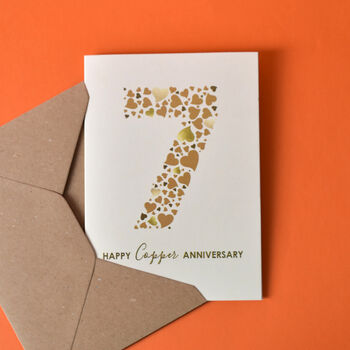 Love Hearts Copper 7th Anniversary Card, 4 of 4