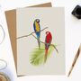 Flamboyant Feathers, Tropical Greeting Card, thumbnail 1 of 2