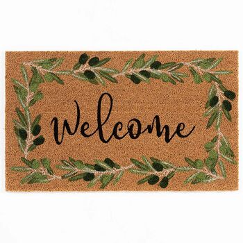 Ola Olive Branch Coir Welcome Mat, 2 of 4