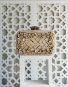 Doha Resin Off White Embellished Stunning Evening Purse, 5 of 6