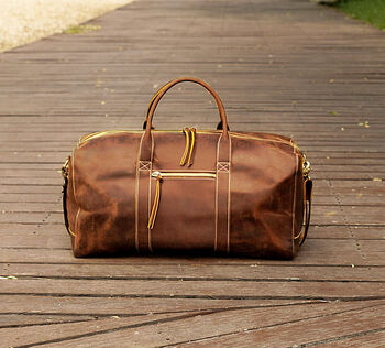 Genuine Leather Holdall Dark Brown, 4 of 12