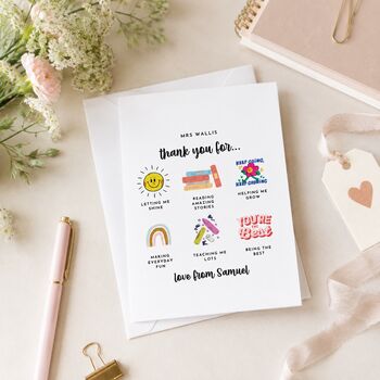 Thank You Teacher Card Personalised, 2 of 6