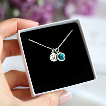 30th Birthday Birthstone Sterling Silver Necklace, 9 of 9