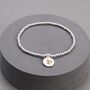 Silver Plated Bracelet With Hammered Disc And Pearl, thumbnail 1 of 2