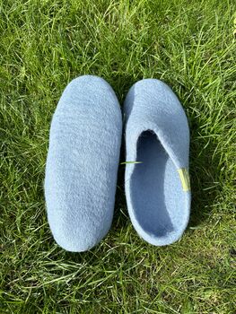 Blue 100% Wool Indoor Slippers Made In Nepal, 3 of 5