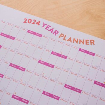 2024 A1 Year Wall Planner | Pinks And Oranges, 4 of 10